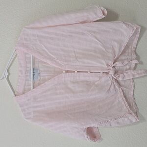 RAILS Thea Milos Stripe Red White Linen Tie Front Button Down Top‎ Sz L